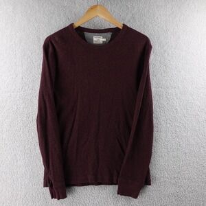 Faherty Thermal Knitwear Long Sleeve Shirt Burgundy‎ Men Size L Waffleknit